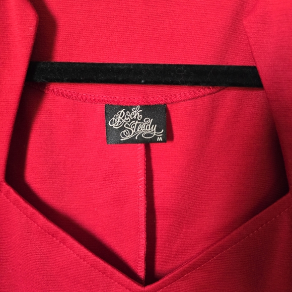 Rock Steady Red Retro 50's Pinup style Blouse Top Size Medium Rockabilly - Picture 2 of 5